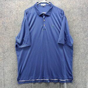 Peter Millar Polo Shirt Mens XL Blue Summer Comfort Geometric Golf Logo Stretch